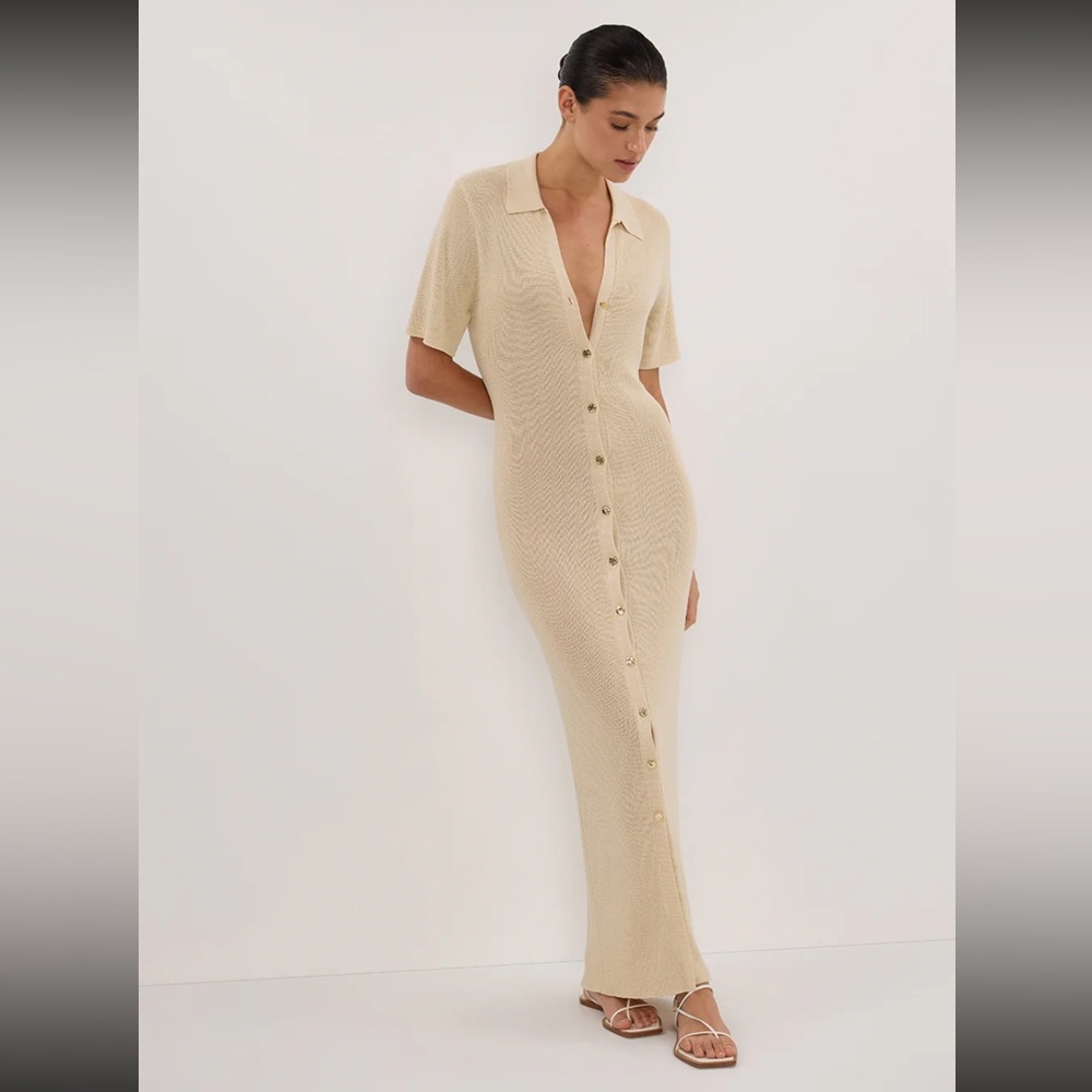 NWT DISSH Liam Natural Knit Polo Maxi Dress - Picture 2 of 12